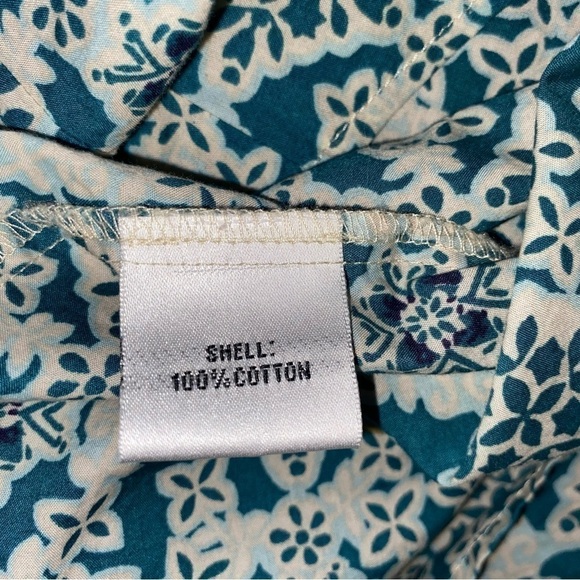 Talbots Bohemian Medallion Print Blouse Large Wood Beaded Collar - Picture 4 of 11